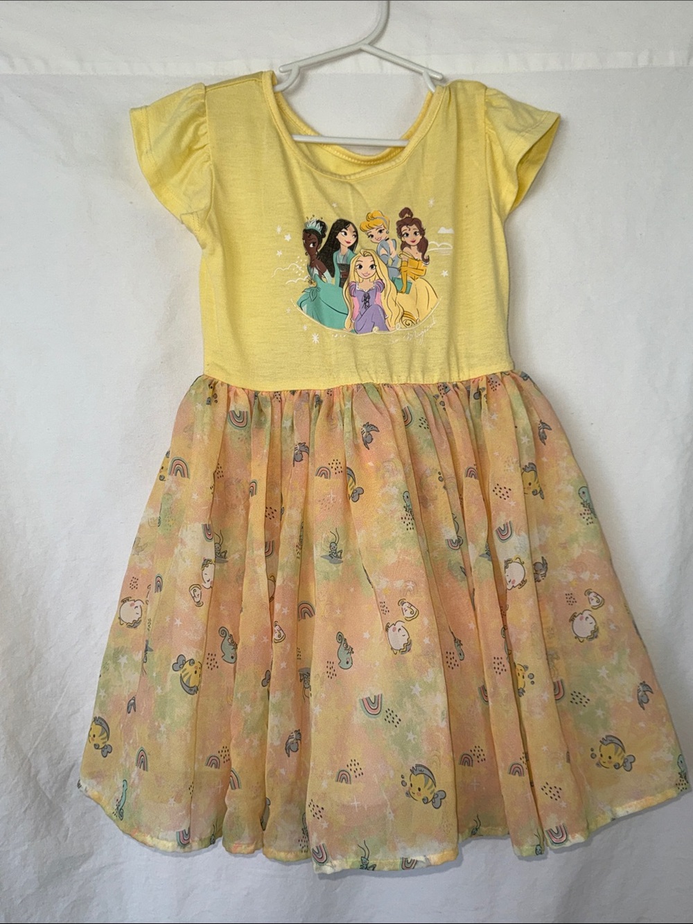 Disney Yellow Princess Graphic & Pastel Print Skirt Dress